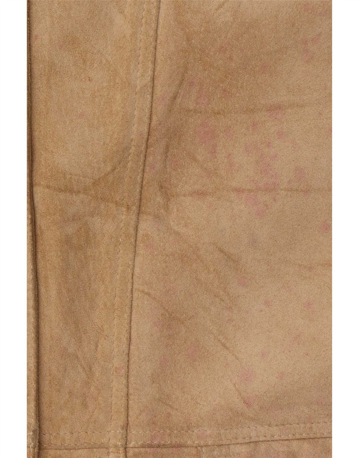 Michel Womens Oversized Suede Jacket IT 44 Medium Beige Leather