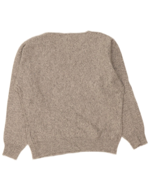 Massimo Dutti Womens Boat Neck Jumper Sweater UK 16 Large Grey Wool