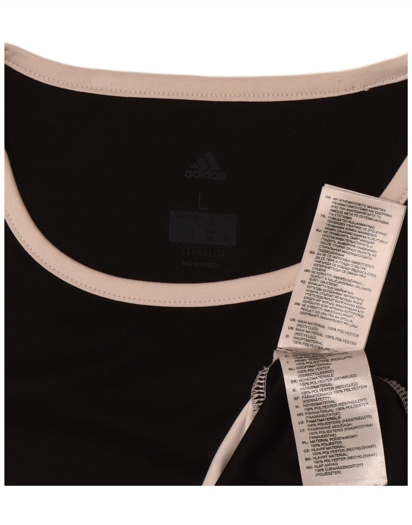 ADIDAS Mens Climalite Graphic T-Shirt Top Large Black Colourblock Vintage Adidas and Second-Hand Adidas from Messina Hembry 