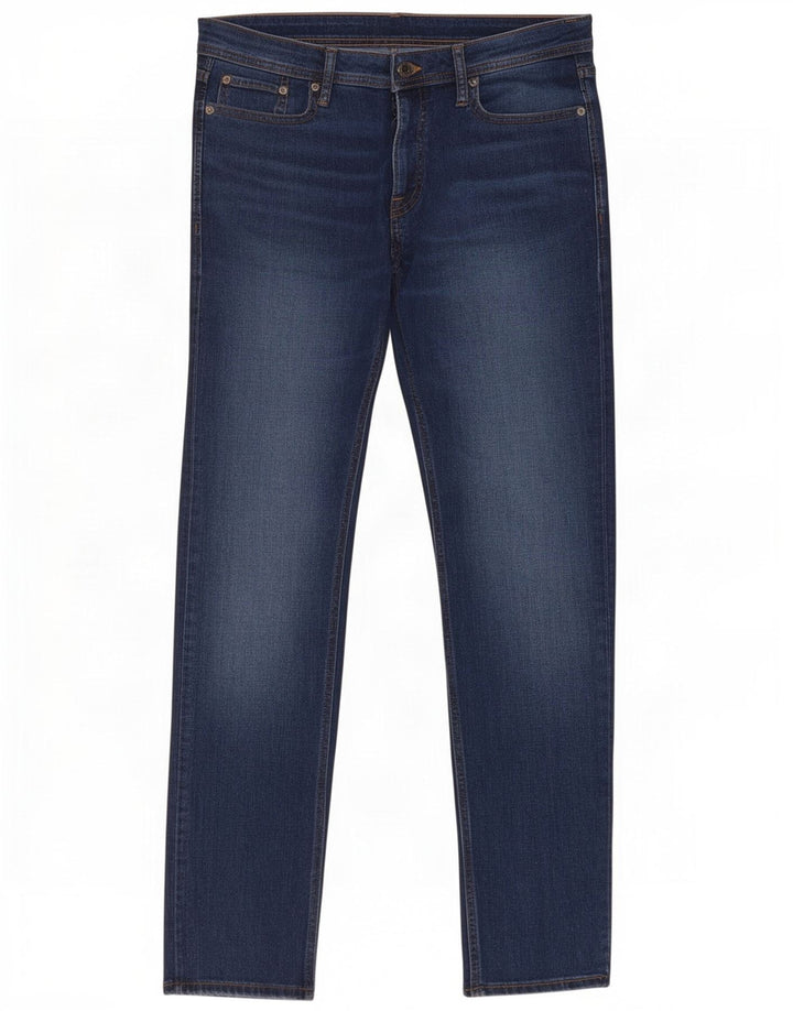 Jack & Jones Mens GLENN Slim Jeans W32 L30 Navy Blue Cotton