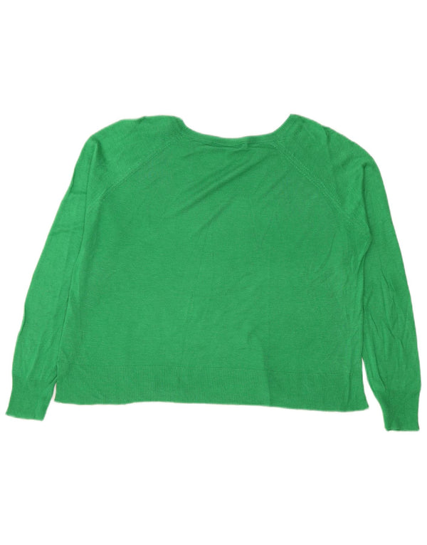 Zara Womens Crop Oversized Boat Neck Jumper Sweater UK 10 Small Green