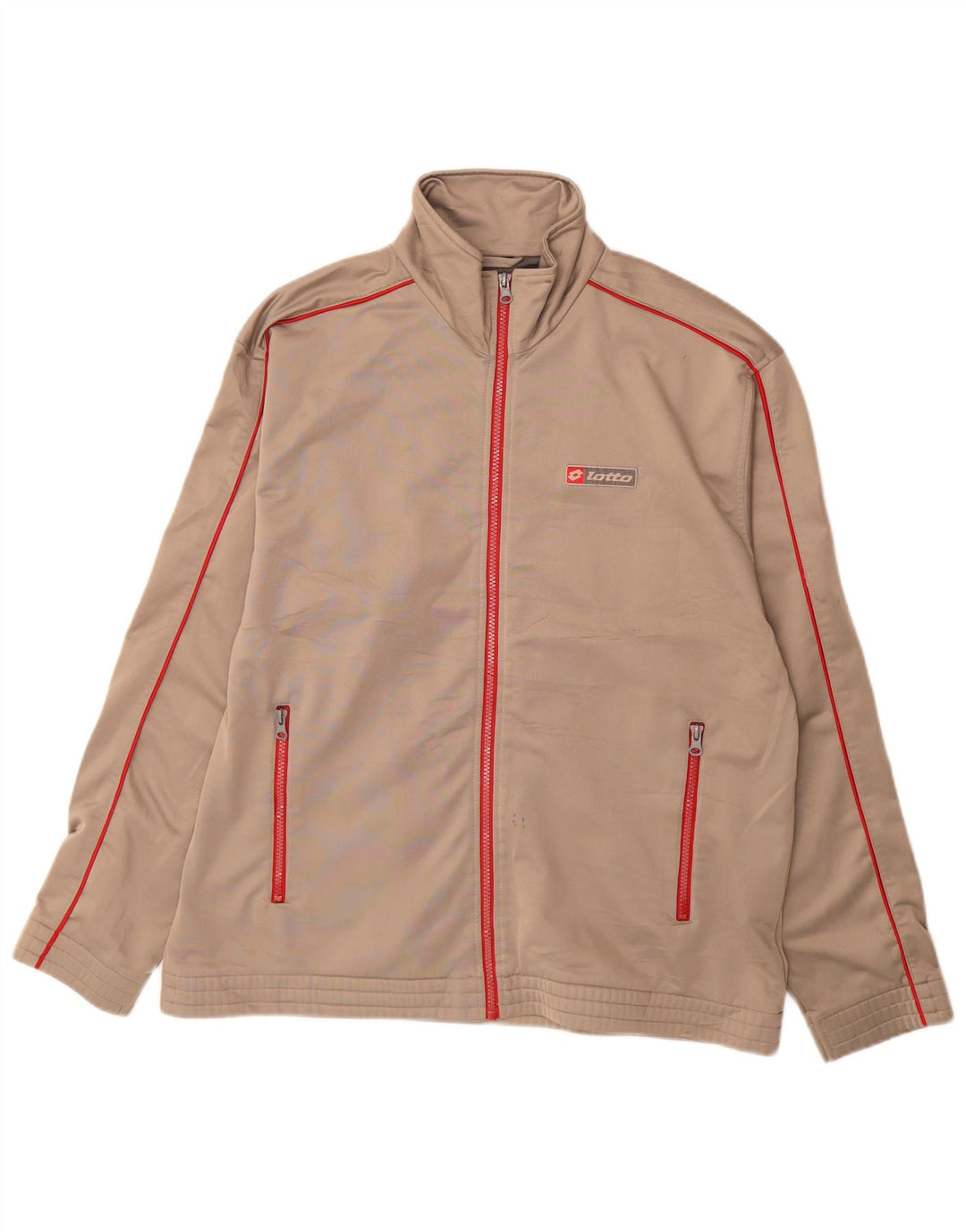 Lotto Mens Tracksuit Top Jacket Large Beige Polyester