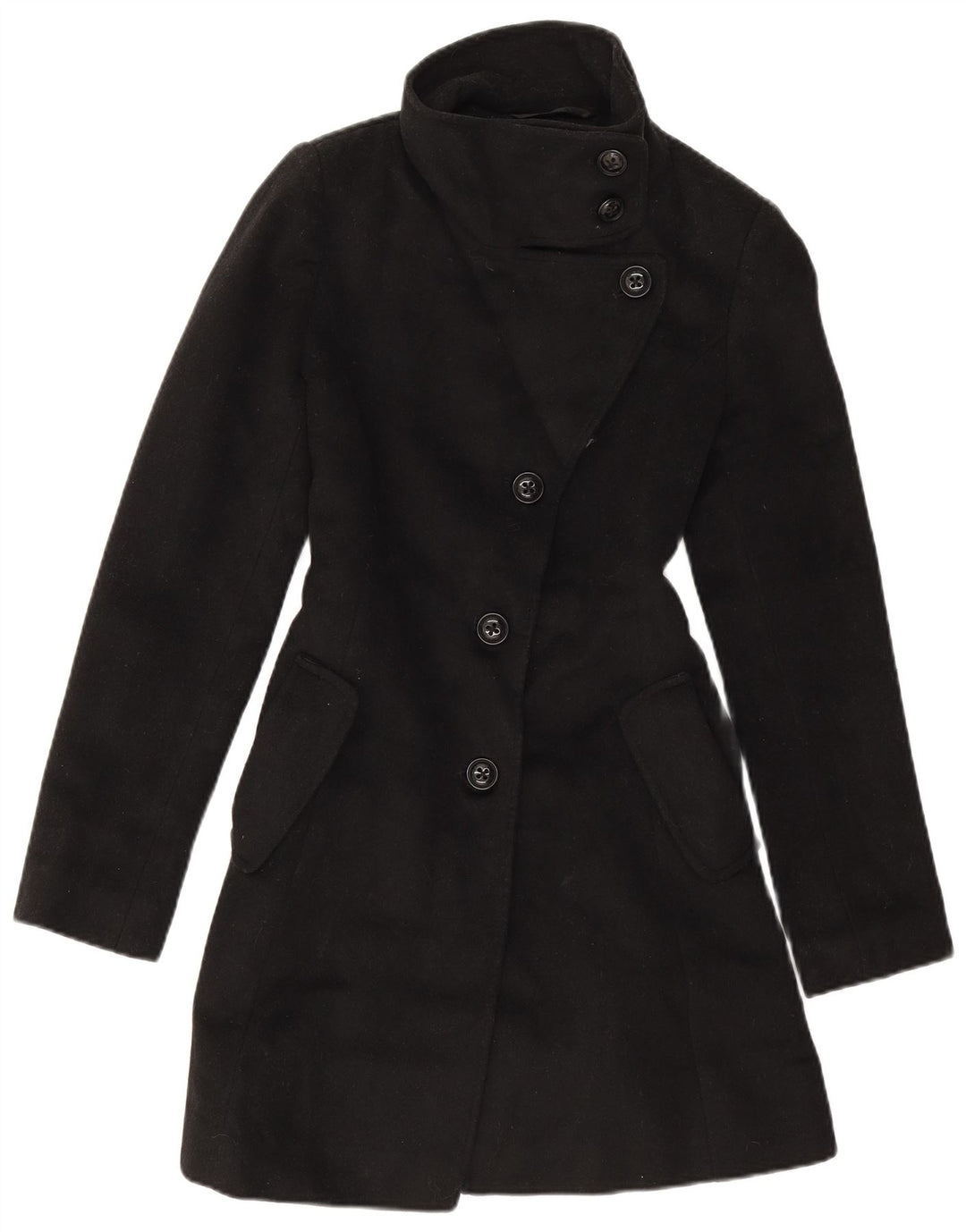 Dkny Womens Oversized Overcoat US 2 XS Black Wool