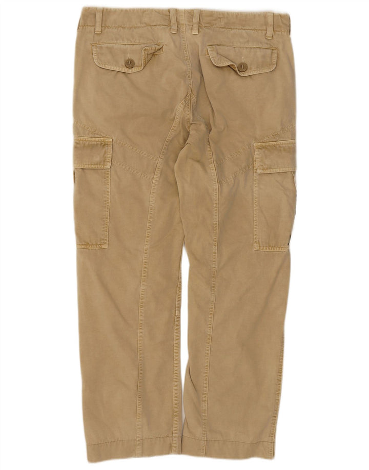 Marlboro Classics Mens Straight Cargo Trousers W33 L28 Beige Cotton