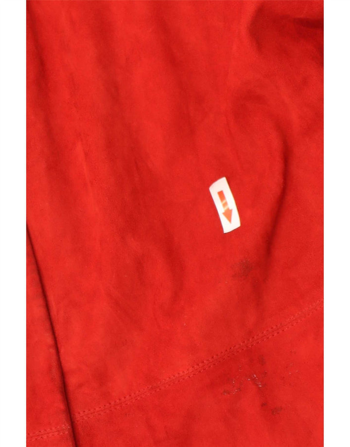 Conbipel Womens Suede Shirt IT 44 Medium Red Leather