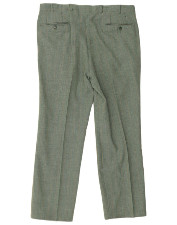 Vintage Mens Straight Casual Trousers W34 L27 Green Check