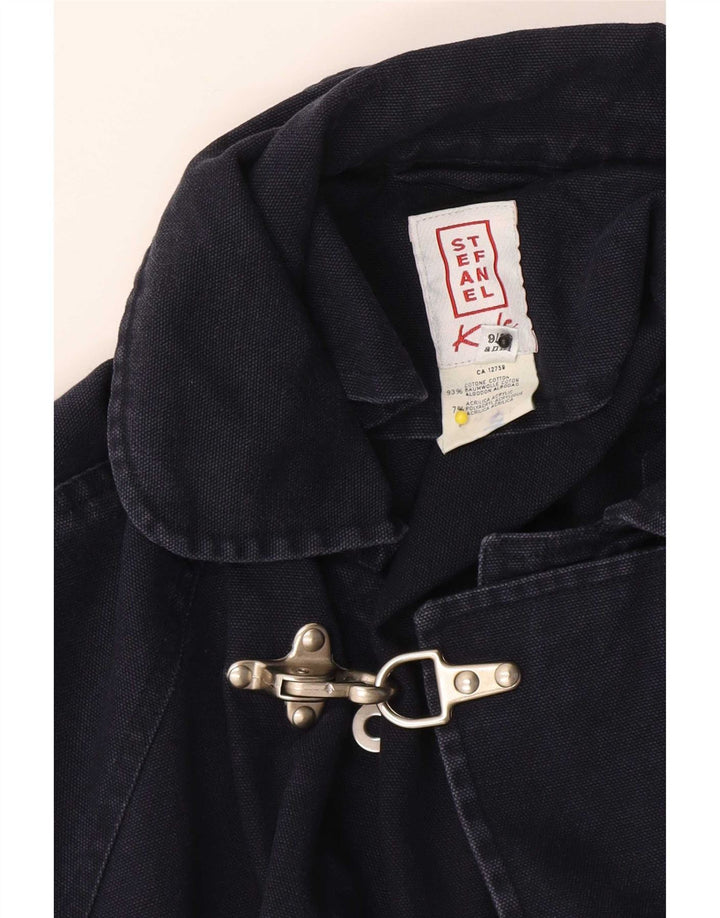 Stefanel Boys Loose Fit Duffle Coat 9-10 Years Navy Blue Cotton