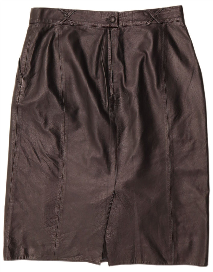Norma Womens Leather Skirt EU 44 XL W34 Black Leather