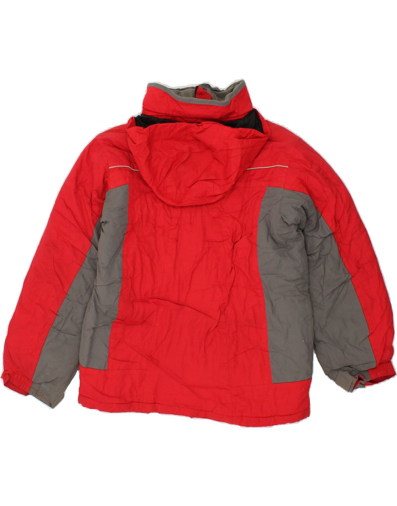 COLUMBIA Boys Hooded Windbreaker Jacket 14-15 Years Red Colourblock Nylon Vintage Columbia and Second-Hand Columbia from Messina Hembry 