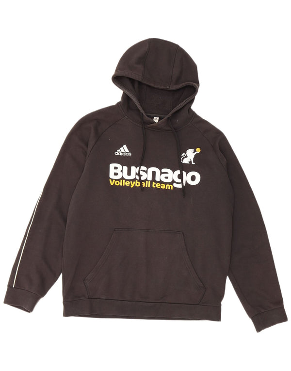 Adidas Mens Graphic Hoodie Jumper Large Black Cotton
