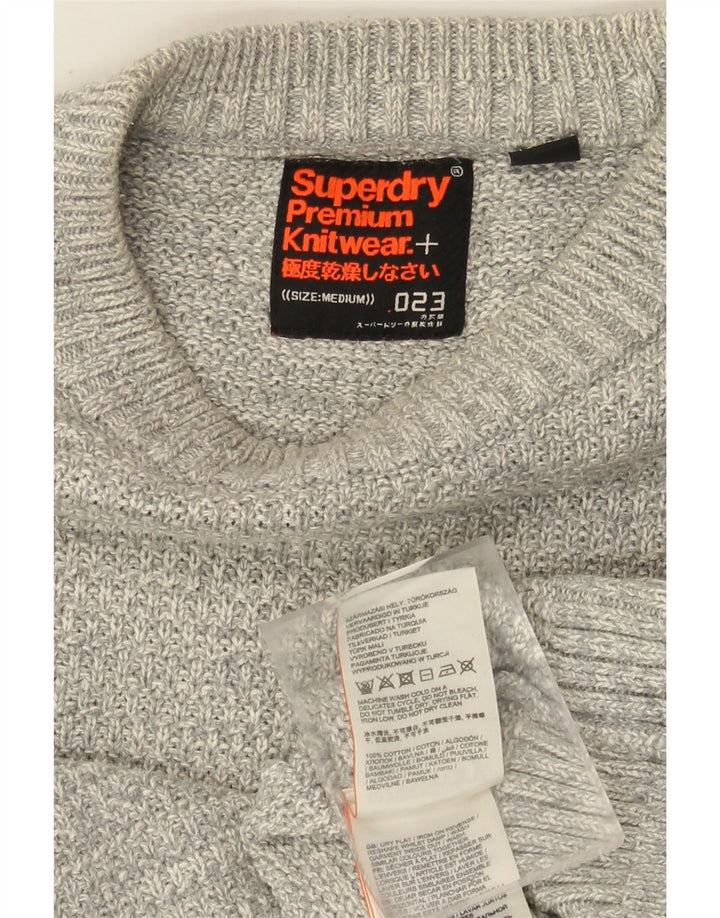 Superdry Mens Crew Neck Jumper Sweater Medium Grey Cotton