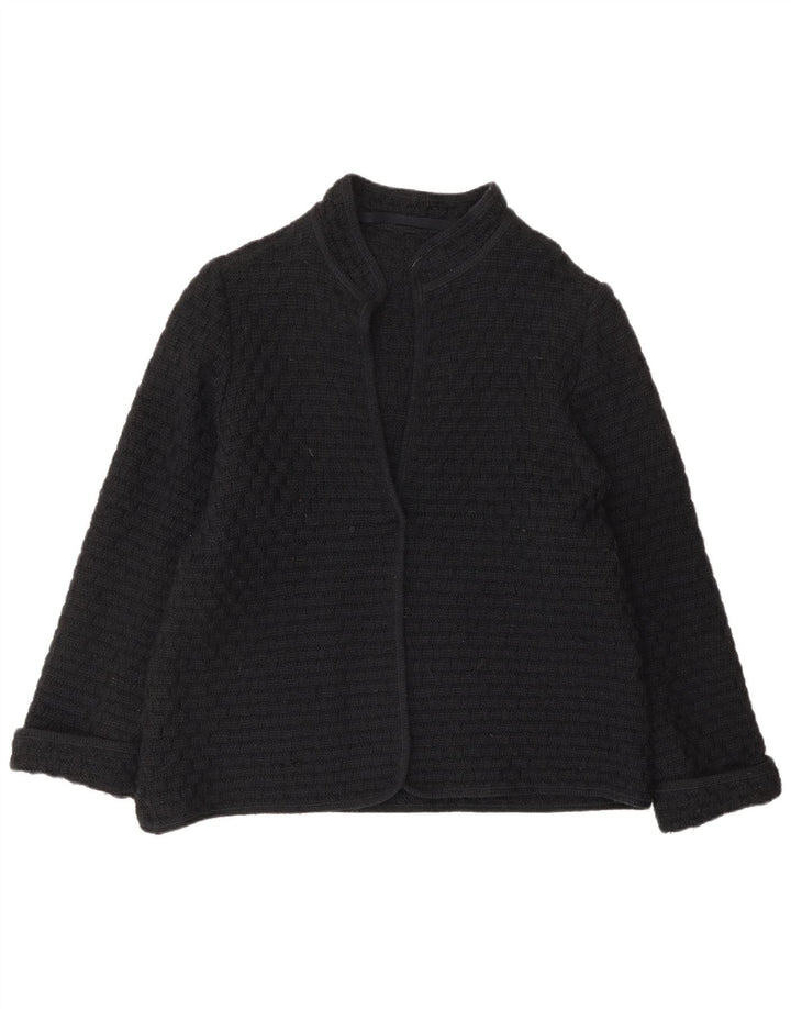 Vintage Womens Cardigan Sweater UK 12 Medium Black Wool