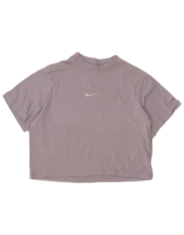Nike Girls Crop Loose Fit T-Shirt Top 8-9 Years Small Purple Cotton
