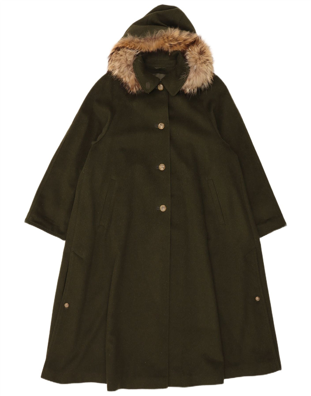 Moessmer Womens Hooded Oversized Overcoat UK 10 Small Khaki
