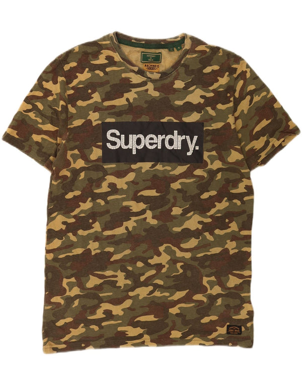 Superdry Mens Graphic T-Shirt Top Medium Green Camouflage Cotton