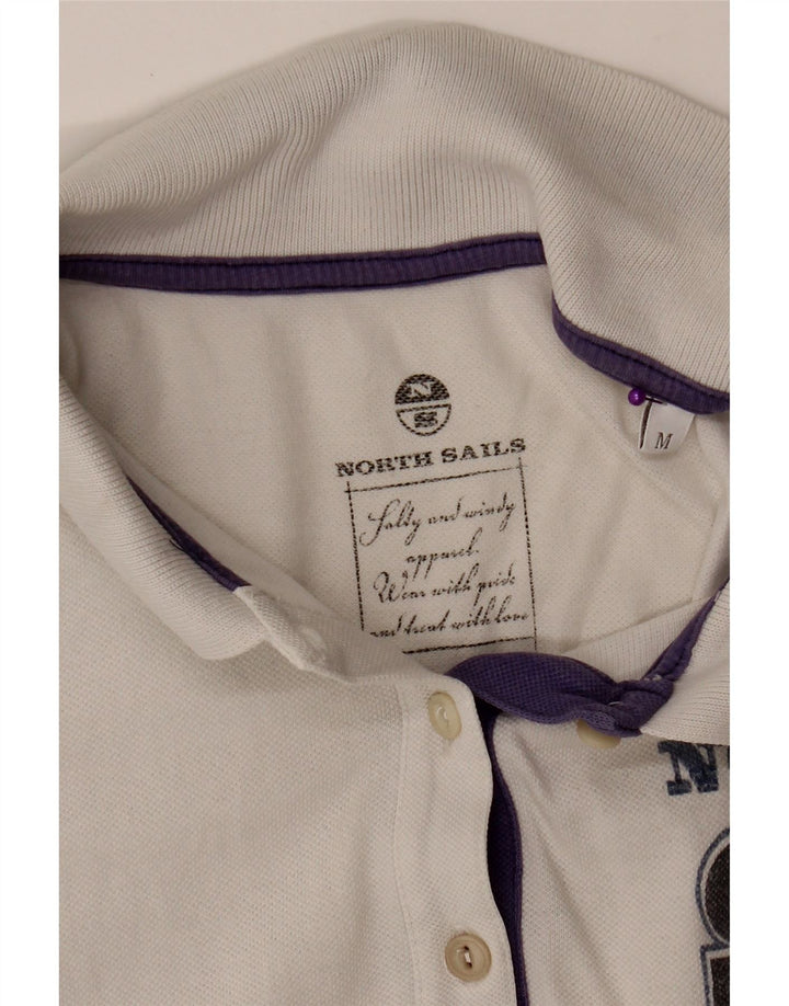 NORTH SAILS Womens Graphic Polo Shirt UK 12 Medium White Vintage North Sails and Second-Hand North Sails from Messina Hembry 