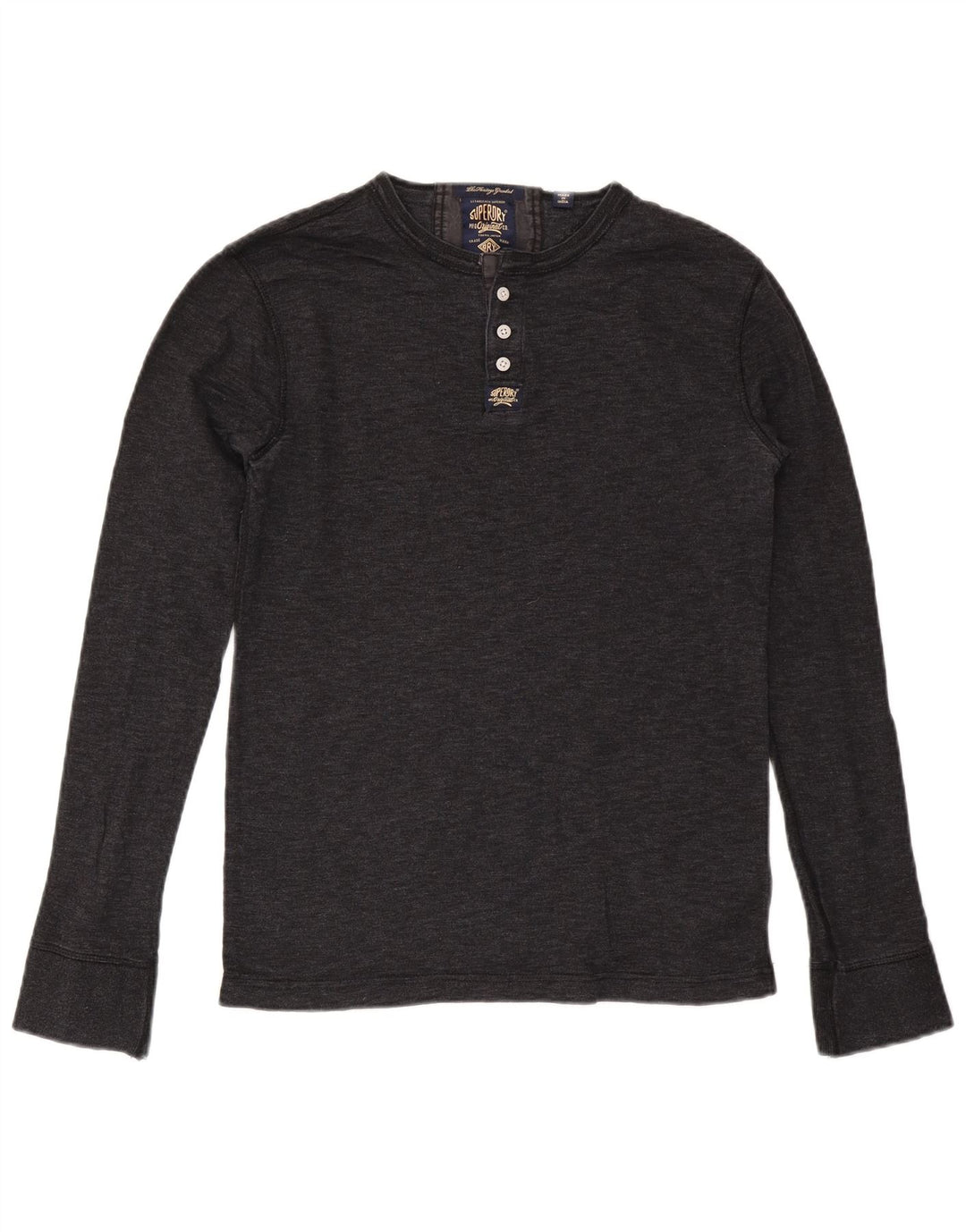 SUPERDRY Mens Top Long Sleeve Medium Grey Cotton