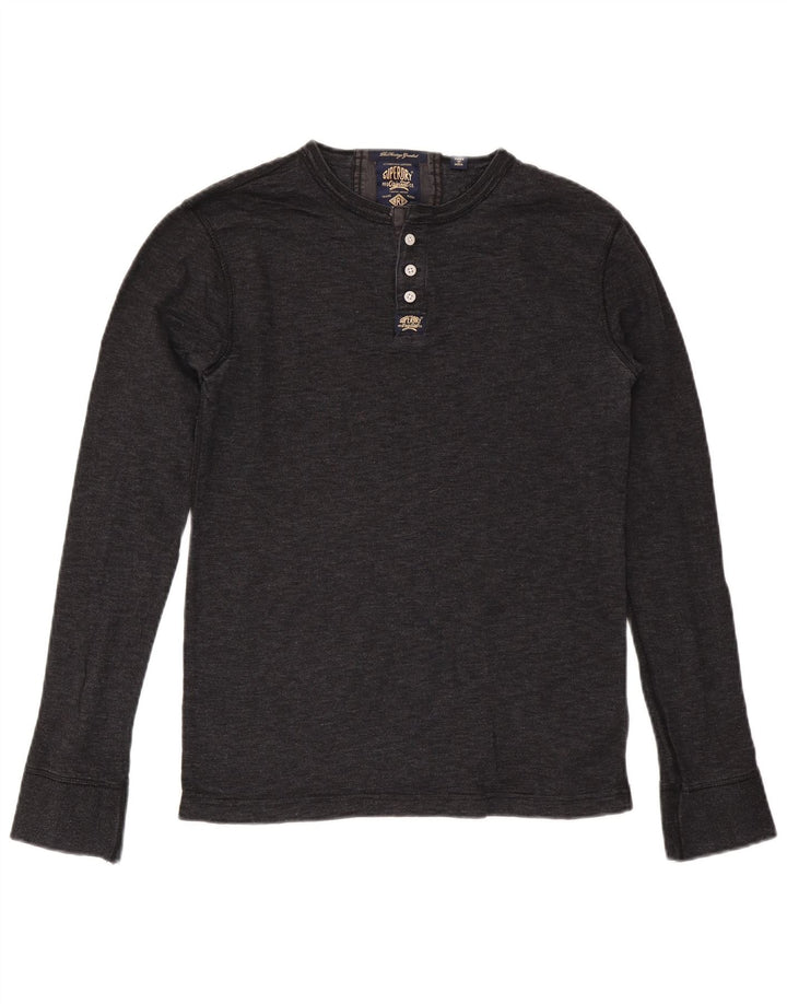 SUPERDRY Mens Top Long Sleeve Medium Grey Cotton