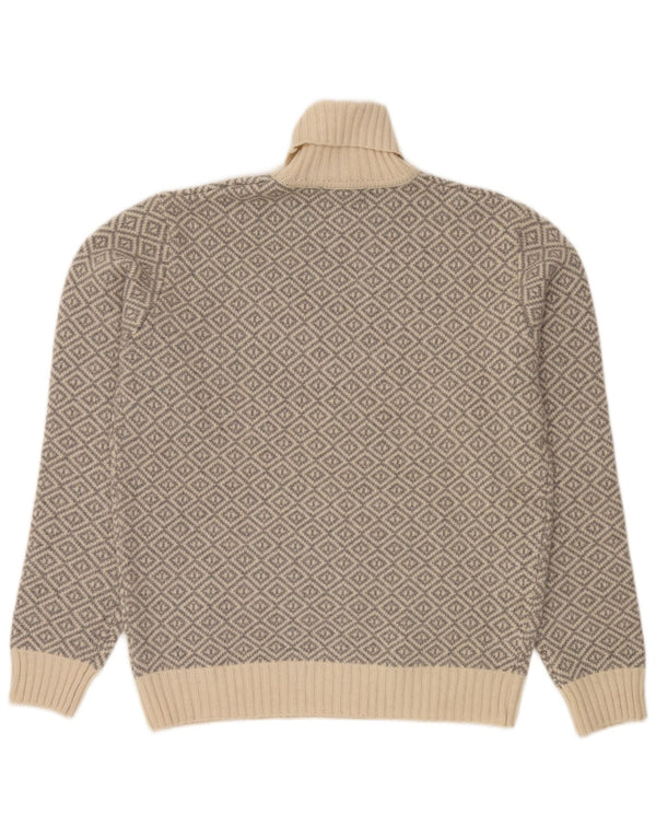 Marina Militare Mens Roll Neck Jumper Sweater 3XL Beige Geometric Lambswool