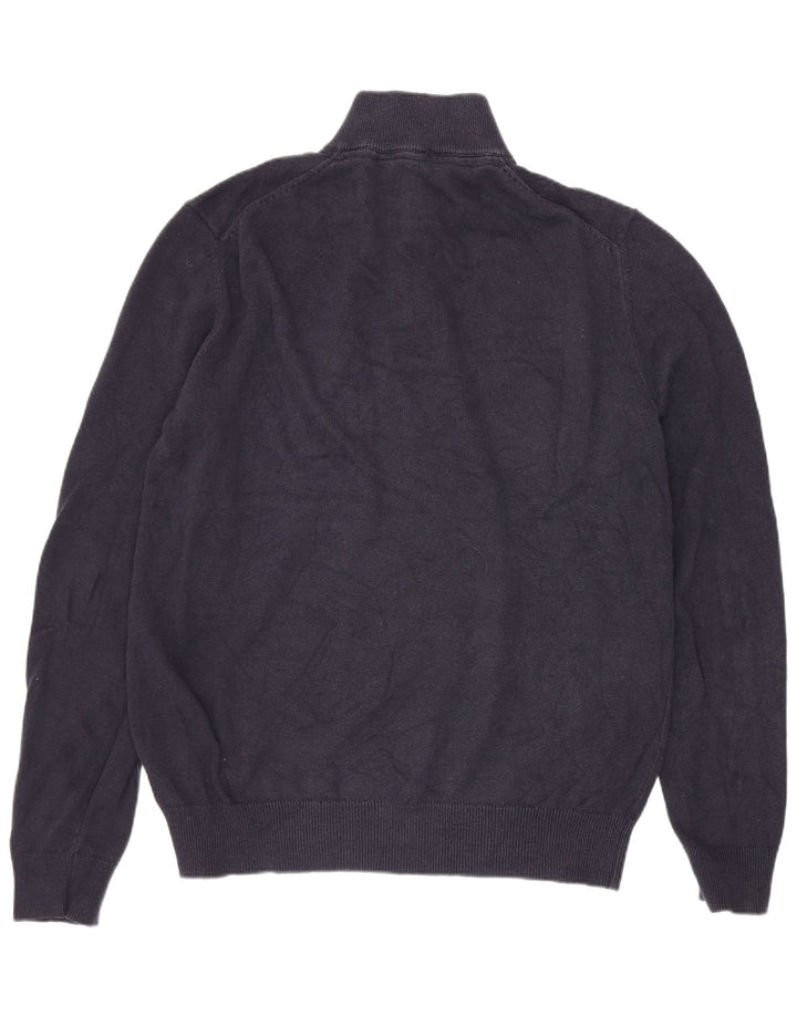 Crew Clothing Mens Zip Neck Jumper Sweater Medium Navy Blue Cotton