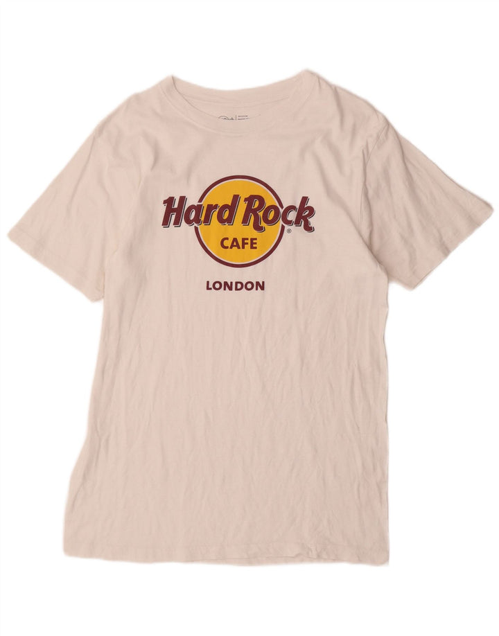 HARD ROCK CAFE Mens London Graphic T-Shirt Top Medium White Cotton