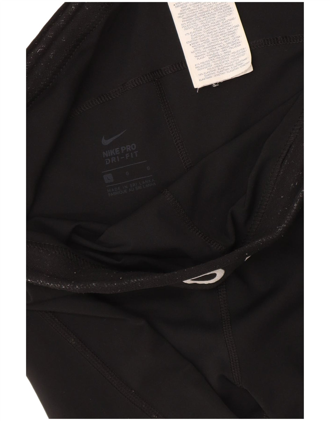 Nike Womens Dri Fit Crop Graphic Leggings UK 14 Large Black Polyester