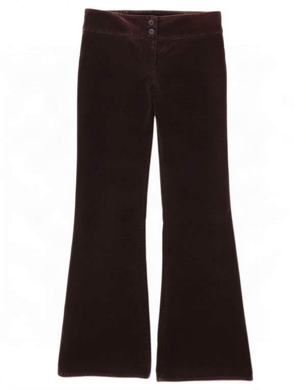 Topshop Womens Velvet Flare Casual Trousers UK 10 Small W28 L31 Brown