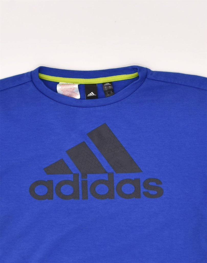 ADIDAS Boys Graphic Sweatshirt Jumper 11-12 Years  Blue Cotton | Vintage Adidas | Thrift | Second-Hand Adidas | Used Clothing | Messina Hembry 