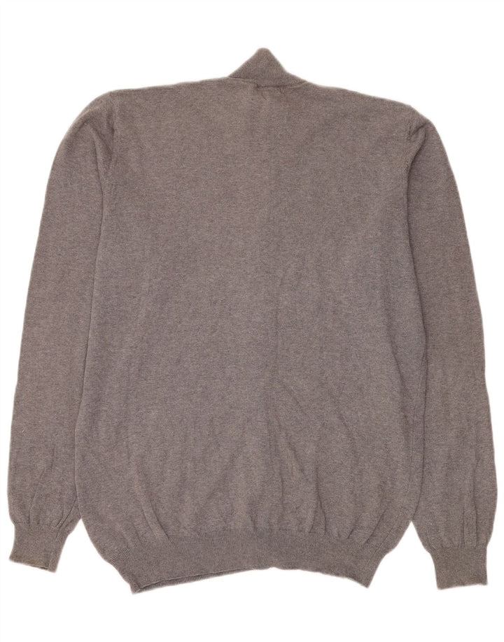 Sergio Tacchini Mens Cardigan Sweater Medium Grey Cotton