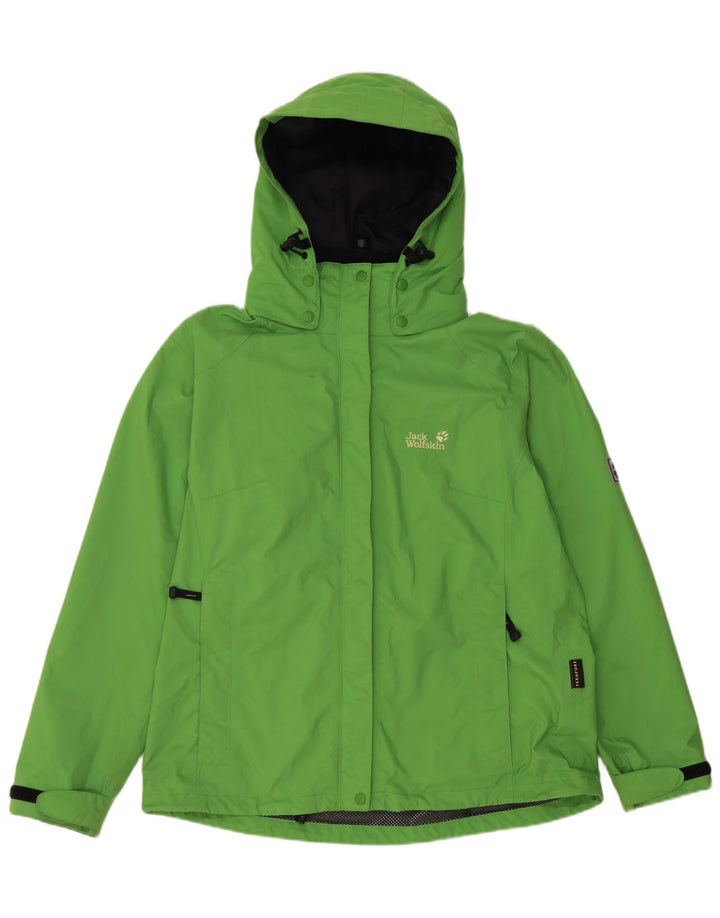 Jack Wolfskin Womens Hooded Rain Jacket UK 14/16 Large Green Polyester