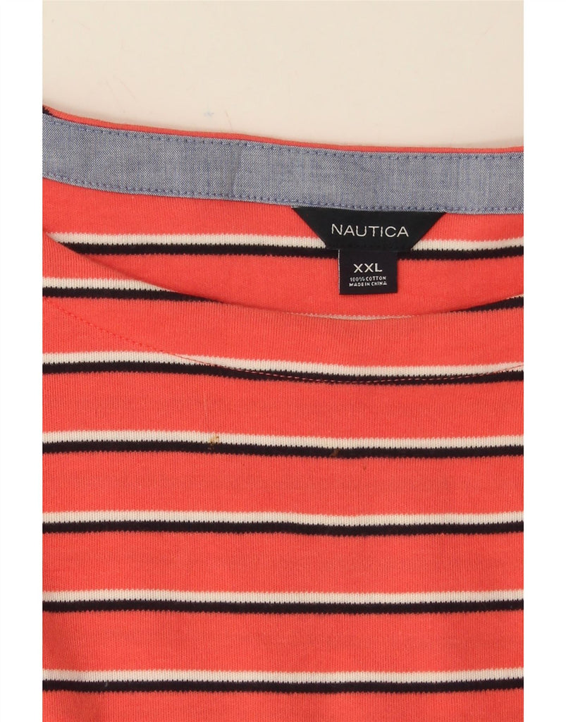 NAUTICA Womens Top 3/4 Sleeve UK 20 2XL Red Striped Cotton Vintage Nautica and Second-Hand Nautica from Messina Hembry 
