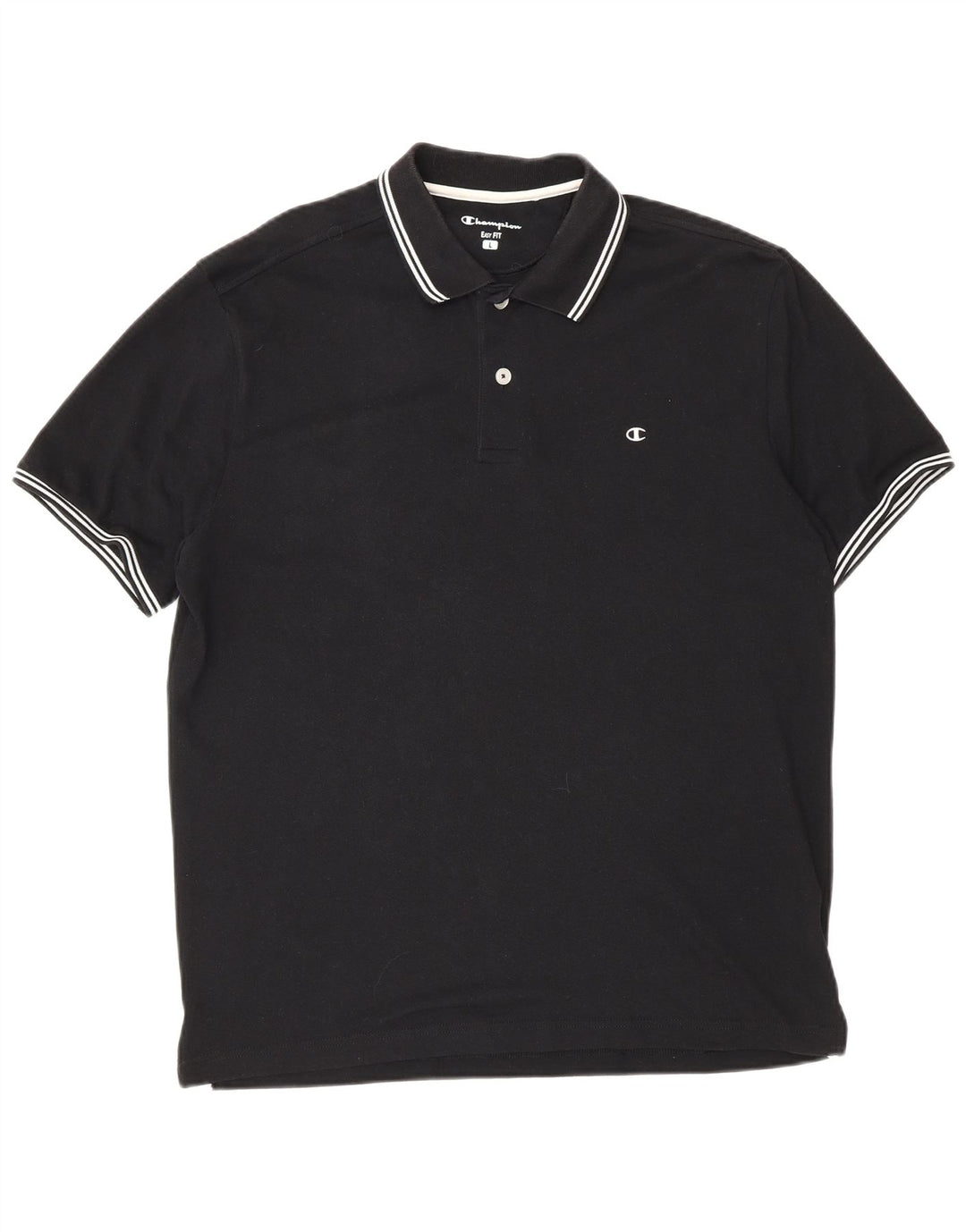 Champion Mens Easy Fit Polo Shirt Large Black Cotton