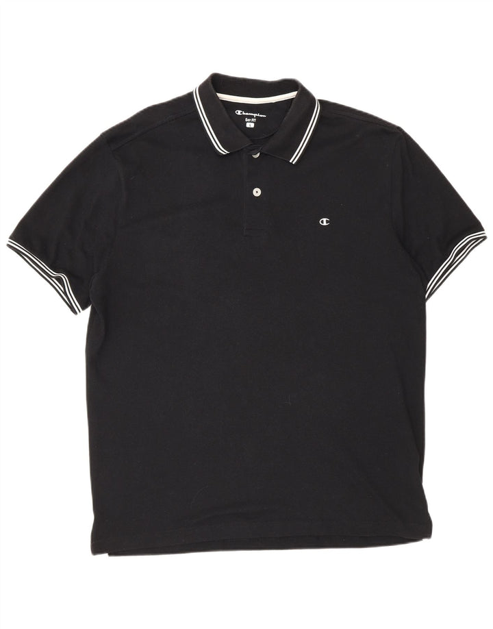 Champion Mens Easy Fit Polo Shirt Large Black Cotton