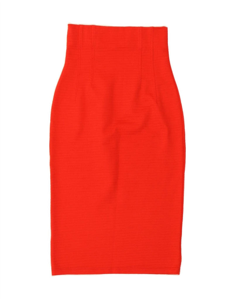 VINTAGE Womens High Waist Pencil Skirt IT 46 Large W26 L32 Red Acrylic Vintage Vintage and Second-Hand Vintage from Messina Hembry 