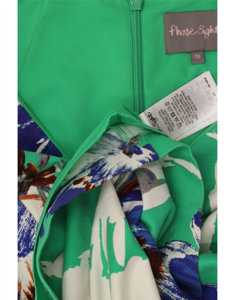 PHASE EIGHT Womens Sleeveless Sheath Dress UK 10 Small Green Floral Cotton Vintage Phase Eight and Second-Hand Phase Eight from Messina Hembry 