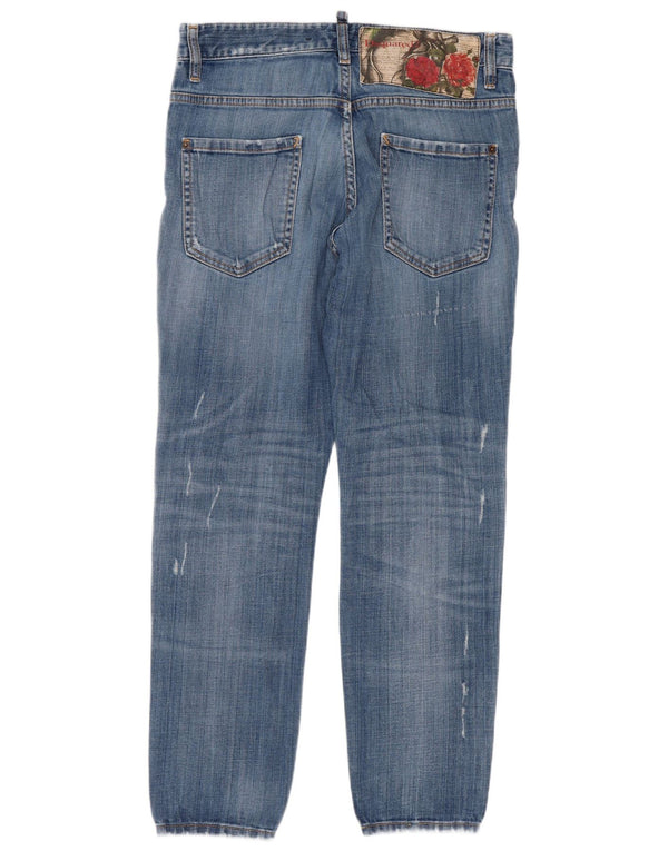 Dsquared2 Womens Distressed Crop Slim Jeans IT 48 XL W32 L27 Blue Cotton