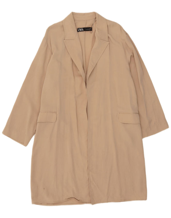 Zara Womens Overcoat UK 16 Large Beige Lyocell