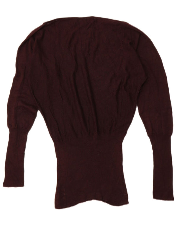 ZARA Womens Boat Neck Jumper Sweater UK 12 Medium Burgundy Viscose