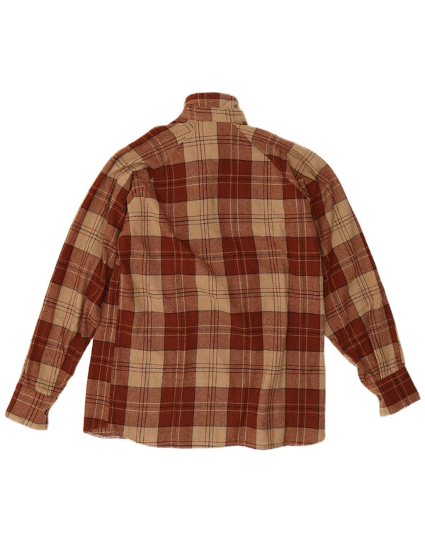 Vintage Mens Pullover Flannel Shirt Medium Brown Check