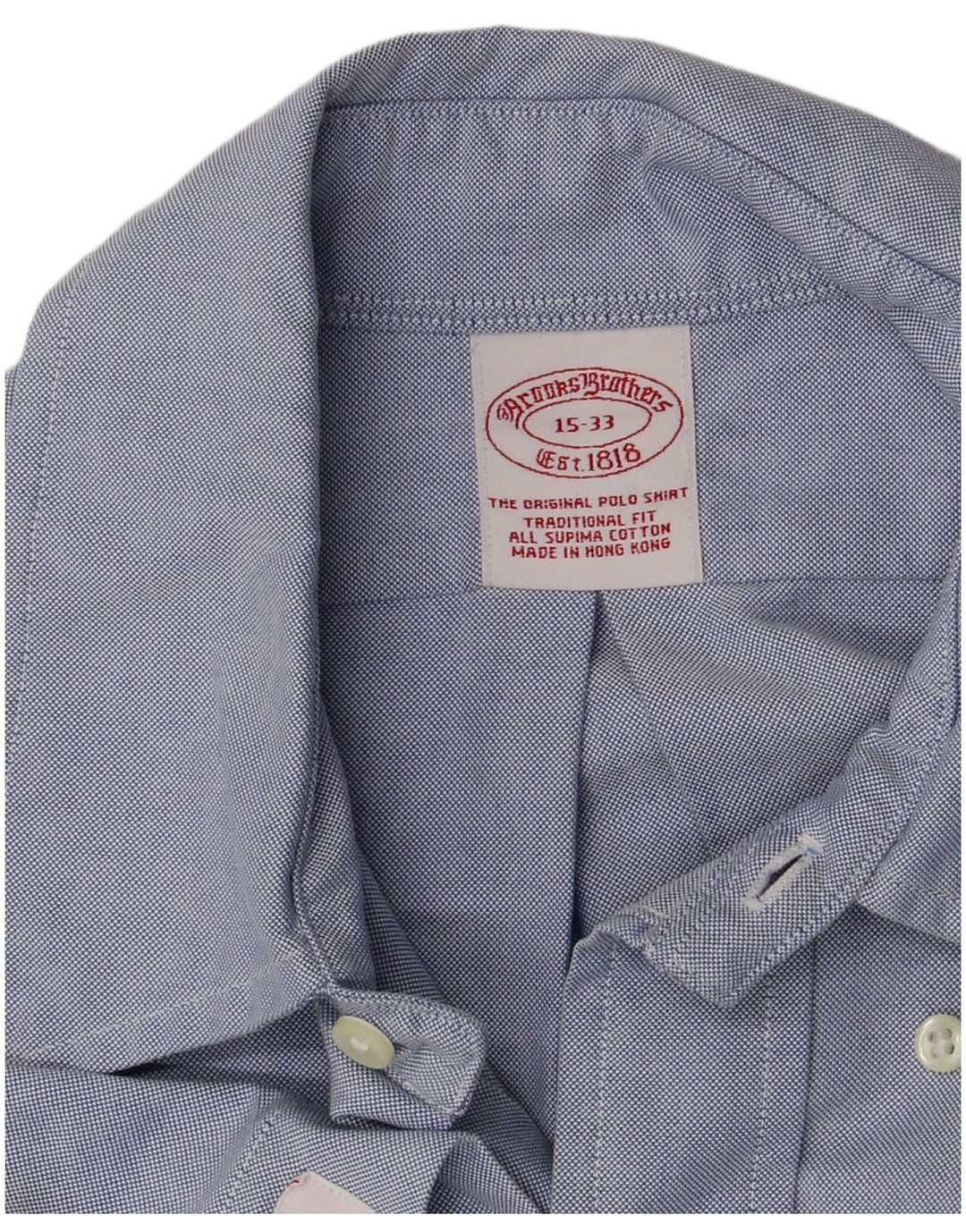 Brooks Brothers Mens Shirt Size 15 Medium Blue Cotton