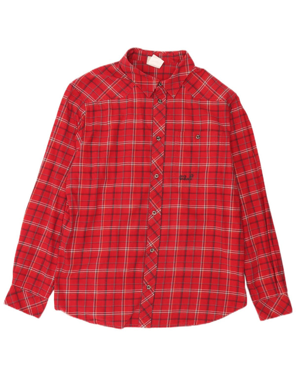 Jack Wolfskin Mens Flannel Shirt UK 44/46 XL Red Check Cotton
