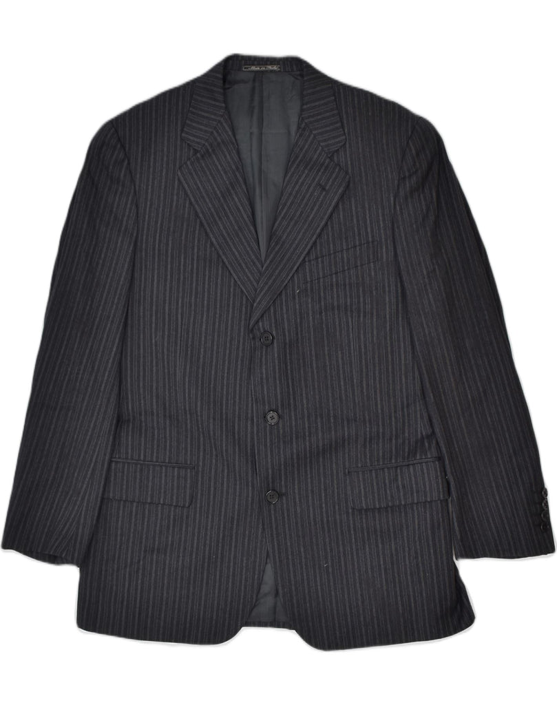 CORNELIANI Mens 3 Button Blazer Jacket IT 48 Medium Black Pinstripe | Vintage Corneliani | Thrift | Second-Hand Corneliani | Used Clothing | Messina Hembry 