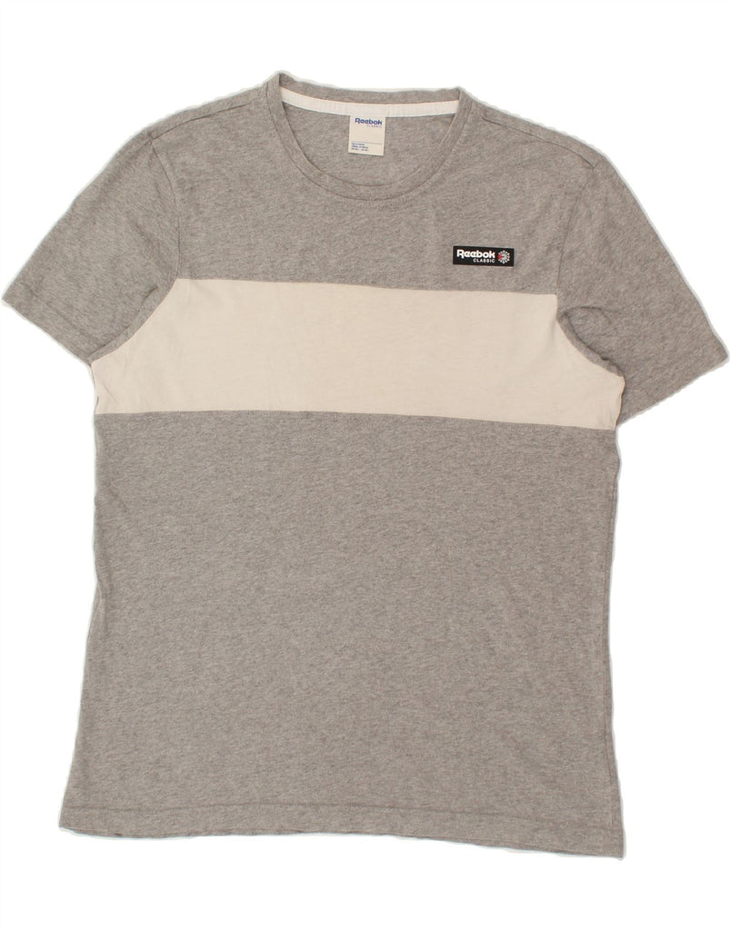 REEBOK Mens T-Shirt Top Large Grey Colourblock Cotton | Vintage Reebok | Thrift | Second-Hand Reebok | Used Clothing | Messina Hembry 