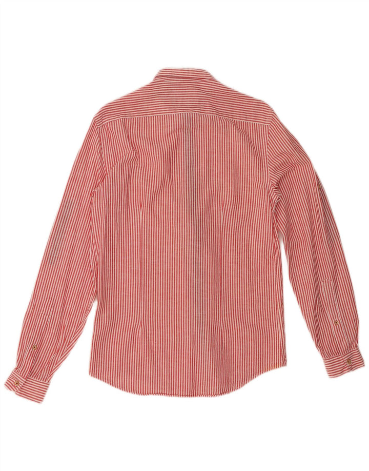 ZARA Mens Slim Fit Shirt Small Red Pinstripe Cotton