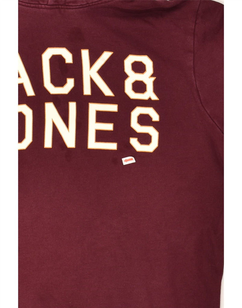 JACK & JONES Mens Graphic Hoodie Jumper Large Burgundy Cotton | Vintage Jack & Jones | Thrift | Second-Hand Jack & Jones | Used Clothing | Messina Hembry 