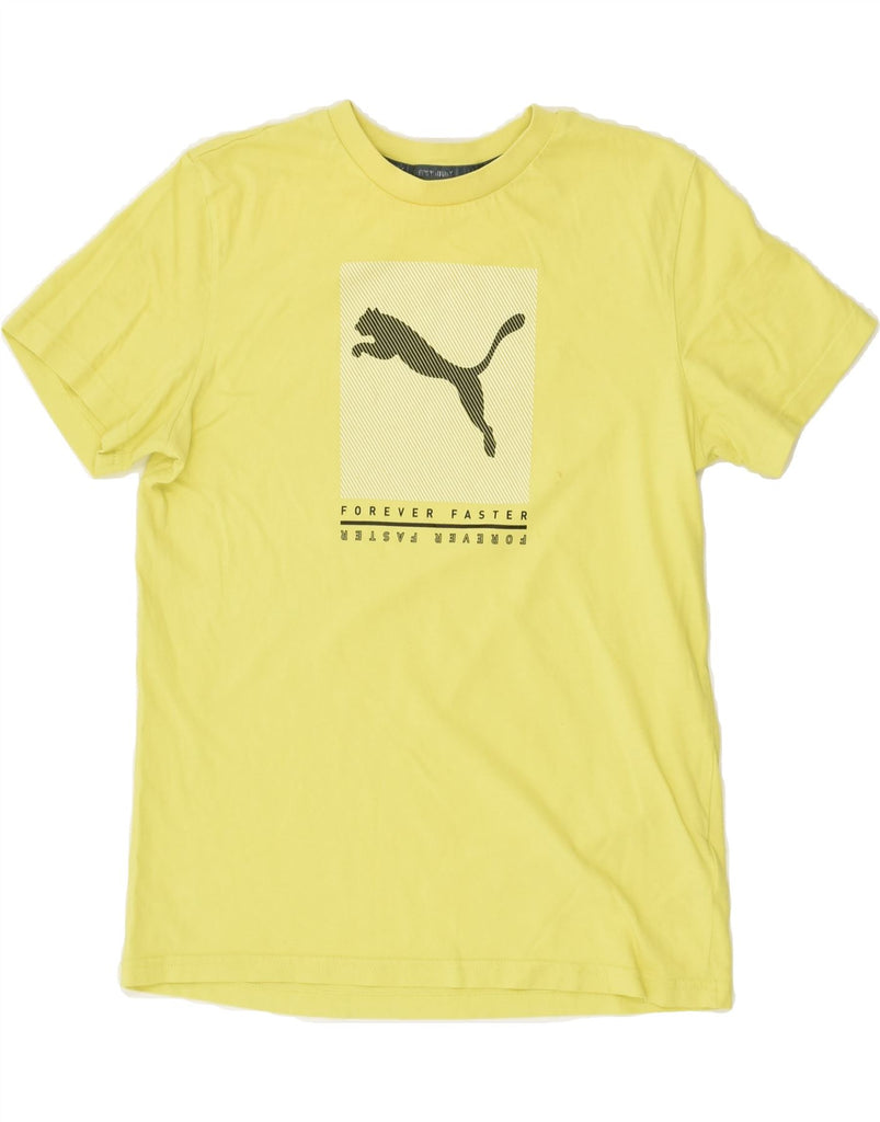 PUMA Boys Graphic T-Shirt Top 13-14 Years Yellow Cotton | Vintage Puma | Thrift | Second-Hand Puma | Used Clothing | Messina Hembry 