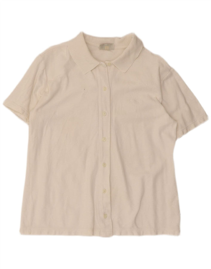 Asics Womens Short Sleeve Shirt UK 16 Large White Cotton