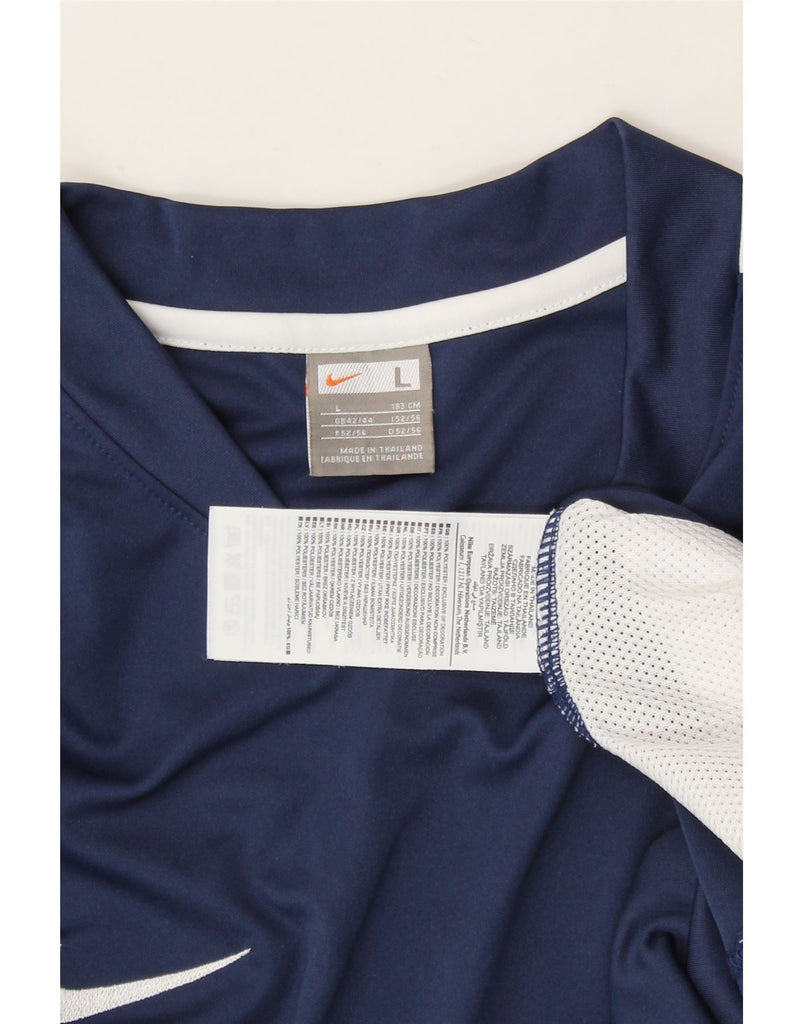 NIKE Mens Top Long Sleeve UK 42/44 Large Navy Blue Colourblock Polyester Vintage Nike and Second-Hand Nike from Messina Hembry 