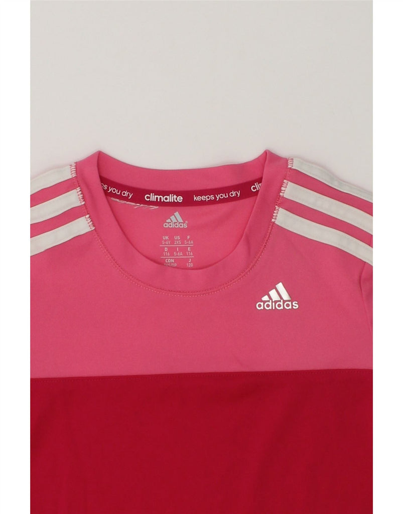 ADIDAS Girls Climalite T-Shirt Top 5-6 Years Red Colourblock | Vintage Adidas | Thrift | Second-Hand Adidas | Used Clothing | Messina Hembry 