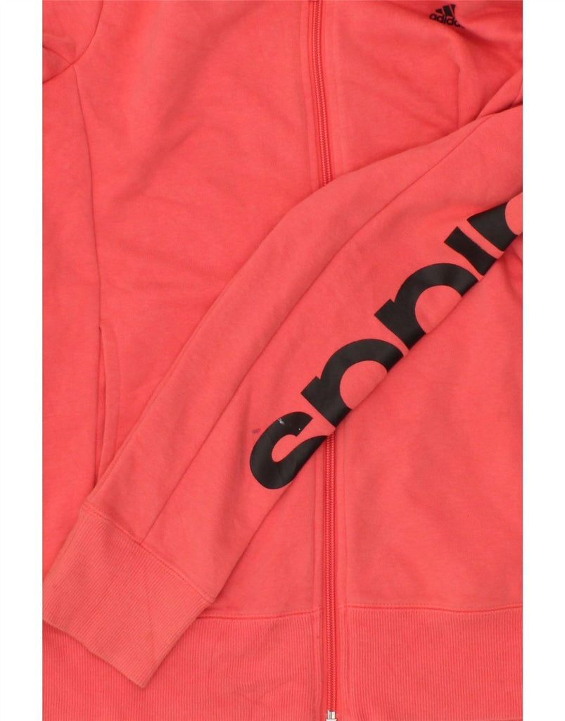 ADIDAS Womens Graphic Zip Hoodie Sweater UK 12/14 Medium Pink Cotton | Vintage Adidas | Thrift | Second-Hand Adidas | Used Clothing | Messina Hembry 